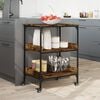 vidaXL Kitchen Trolley Smoked Oak 23.6"x16.1"x31.7" Engineered Wood