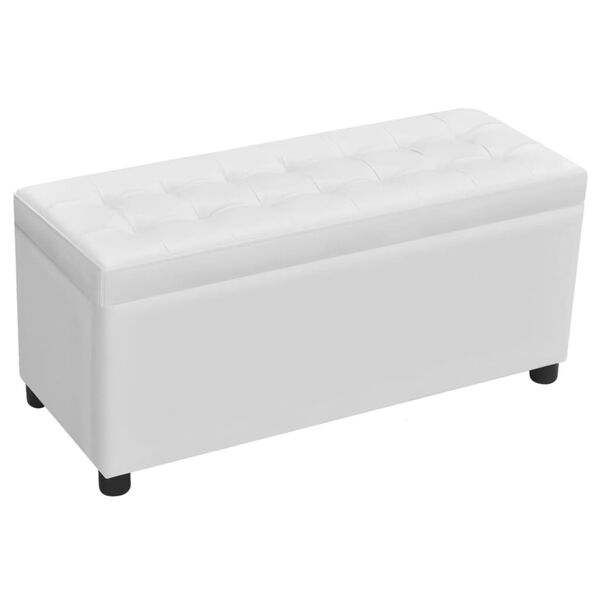 vidaXL Storage Ottoman White PVC, Cotton, Polyester, Wood