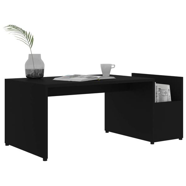 vidaXL Coffee Table Black Engineered wood 35.4 x 17.7 x 13.8 in
