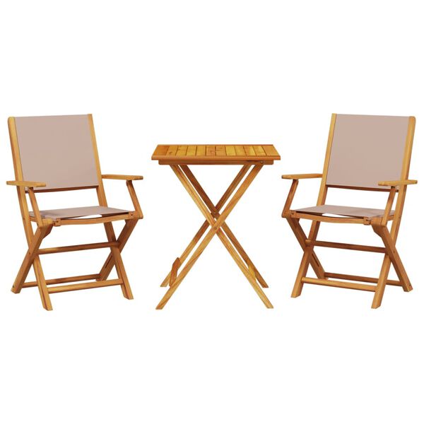 vidaXL Bistro Set Taupe Solid Acacia wood, 100% polyester fabric Compact