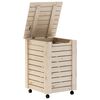 vidaXL Laundry Basket with Wheels "RANA" 17.7x17.7x25.2" Solid Wood Pine