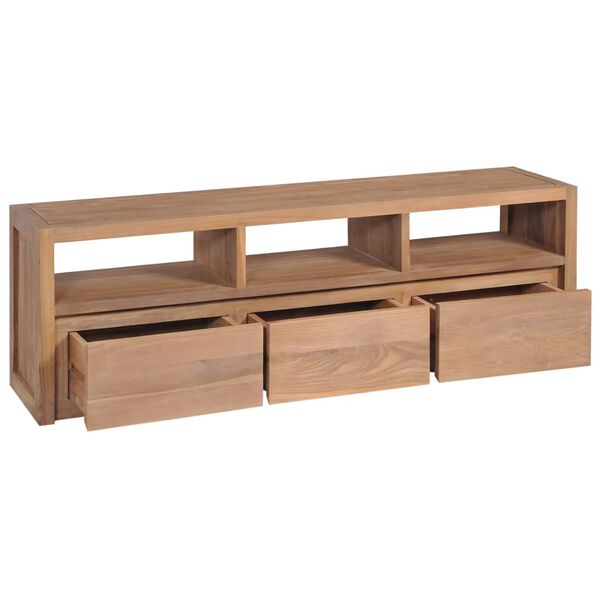 vidaXL TV Cabinet Natural Solid teak wood Medium TV Cabinet