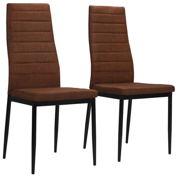 vidaXL Dining Chair Set of 2 Brown Polyester fabric Standard Ergonomic