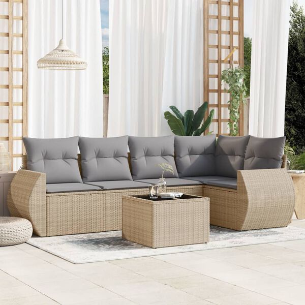 vidaXL Garden Sofa Set Beige, Light grey