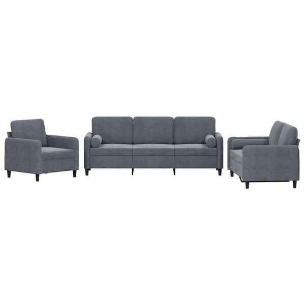 vidaXL Sofa Set Dark Grey Velvet Sofa Set Rectangular Modern Sofa