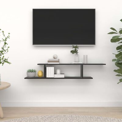 vidaXL Wall-Mounted TV Shelf Black 49.2"x7.1"x9.1" Engineered Wood