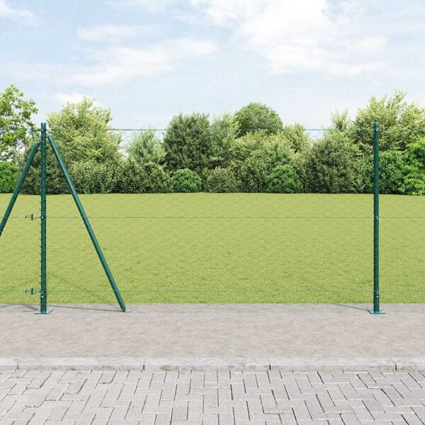 vidaXL Fence Post Green 328.08 x 3.94 ft (1.97 in mesh) Steel and PVC