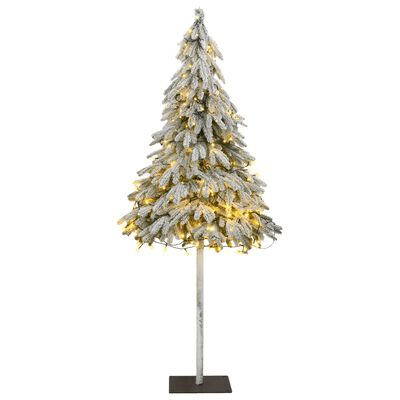 vidaXL Artificial Christmas Tree 300 LEDs & Flocked Snow 70.9"