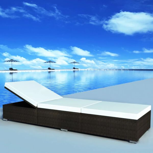 vidaXL Sunlounger Brown and cream white