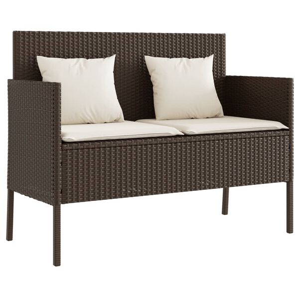 vidaXL Garden Bench Brown PE Rattan Standard Garden Bench Rectangular