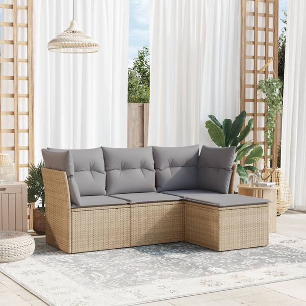 vidaXL Garden Sofa Set Beige and Light Grey