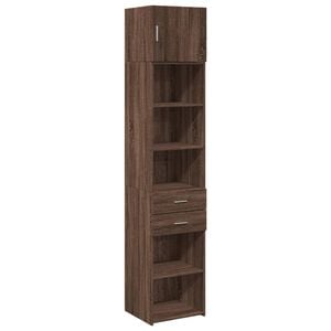 vidaXL Slim Storage Cabinet Brown Oak Engineered Wood Large