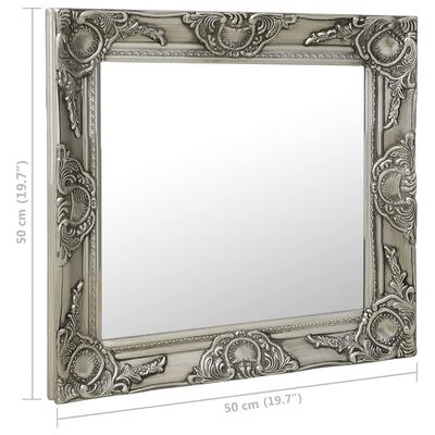 vidaXL Wall Mirror Baroque Style 19.7"x19.7" Silver