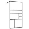 vidaXL Walk-in Shower Wall with Shelf Black 35.4"x76.8" ESG Glass&Aluminum
