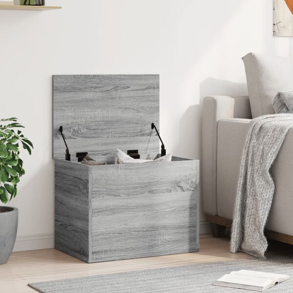 vidaXL Storage Box Grey Sonoma Engineered Wood 23.6 x 16.5 x 18.1 in