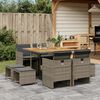 vidaXL Garden Dining Set Grey and Brown PE Rattan 9-piece set Foldable