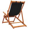 vidaXL Folding Beach Chair Set of 2 Black Solid eucalyptus wood Standard