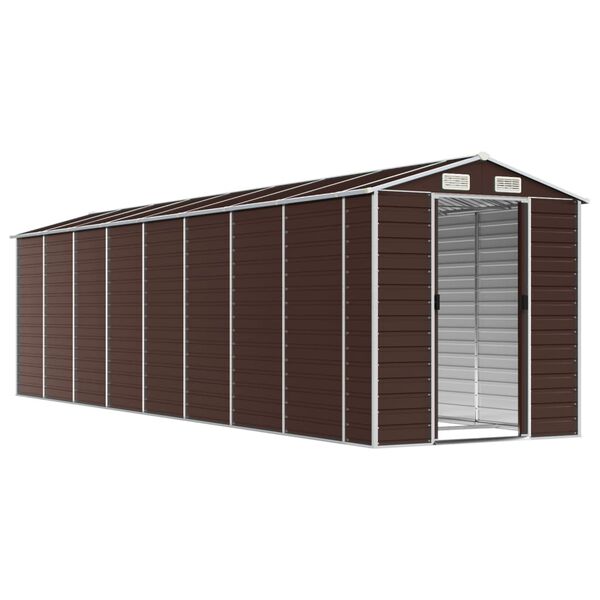 vidaXL Garden Shed Brown Galvanized Steel Large Durable Garden Shed