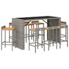 vidaXL Garden Bar Set Grey PE rattan, tempered glass, solid acacia wood