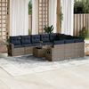 vidaXL 11 Piece Garden Sofa Set with Cushions Grey Poly Rattan