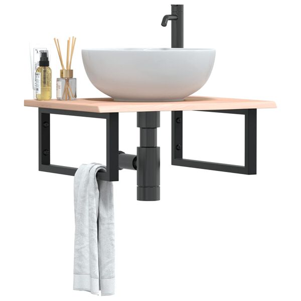vidaXL Basin Shelf Wall Mounted Steel and Solid Wood Oak