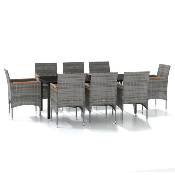 vidaXL Garden Dining Set Grey and black
