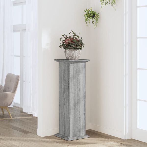 vidaXL Plant Stand Grey sonoma Engineered wood Tall Decorative Inlays