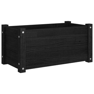 vidaXL Garden Planter Black Solid pinewood 23.6 x 12.2 x 12.2 in Durable