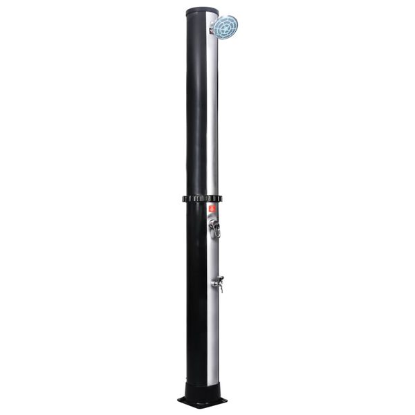 vidaXL Solar Shower Black and Silver PVC, Aluminum, Brass