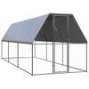vidaXL Chicken Cage Silver and Grey Galvanized Steel and Polyethylene