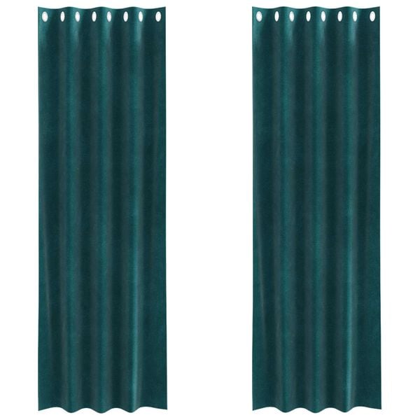 vidaXL Blackout Curtains 2 pcs Dark Green 55.12 x 96.46 in Velvet