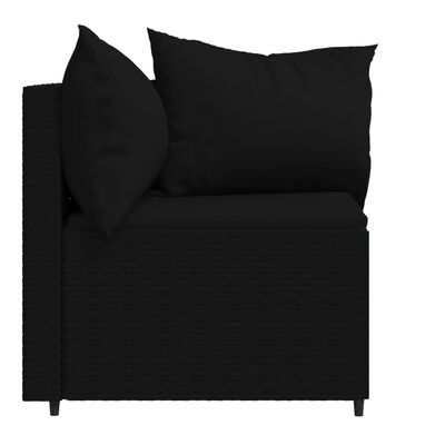 vidaXL Patio Corner Sofas with Cushions 2 pcs Black Poly Rattan