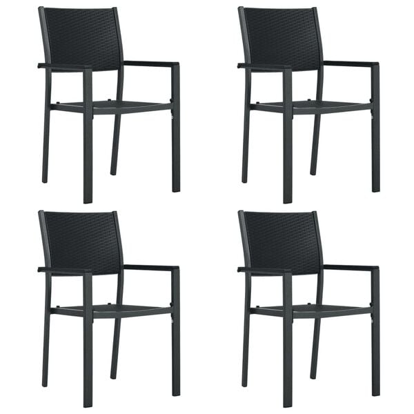 vidaXL Garden Dining Set Black Powder-Coated Steel 5 Piece Light Weight
