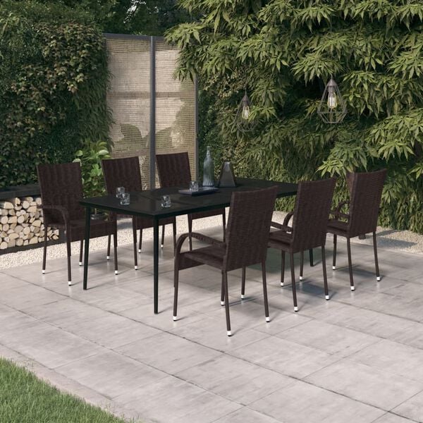 vidaXL Garden Dining Set Brown and Black