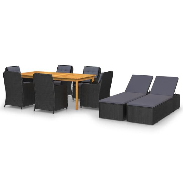 vidaXL Dining Set Black, Dark Gray Solid acacia wood Large