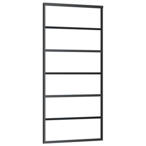 vidaXL Sliding Door ESG Glass and Aluminum 35.4"x80.7" Black