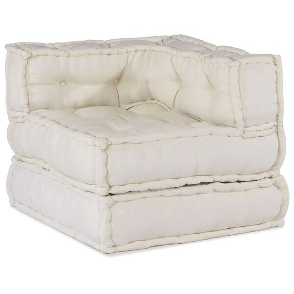 vidaXL Pouffe Cream 100% Cotton 27.6in x 27.6in x 21.3in