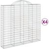 vidaXL Gabion Basket Set of 4 Silver Galvanized Iron Large Durable