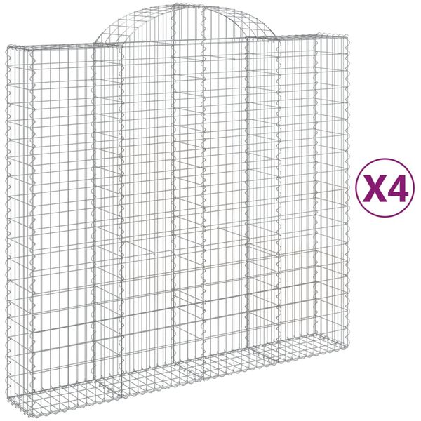 vidaXL Gabion Basket Set of 4 Silver Galvanized Iron Large Durable