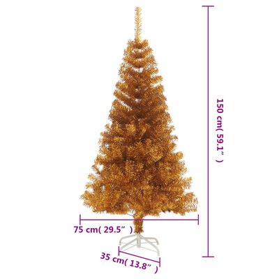 vidaXL Artificial Christmas Tree with Stand Gold 5 ft PET