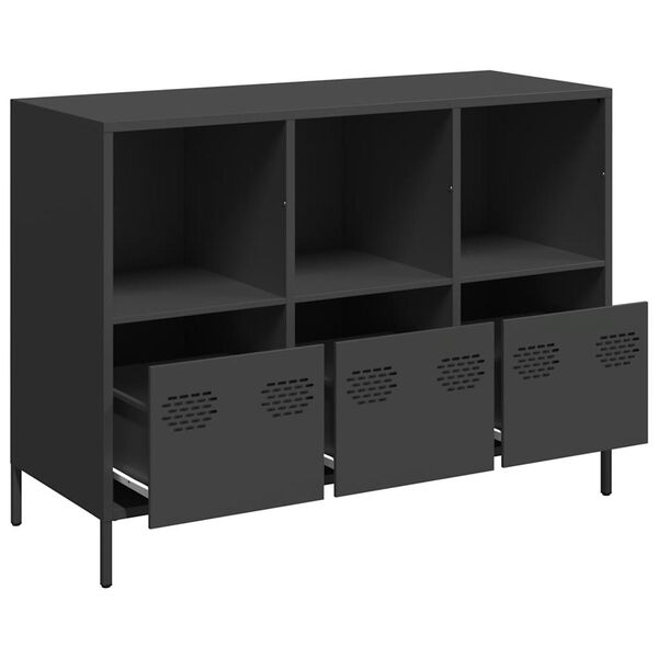 vidaXL Sideboard Black Cold-rolled Steel Medium Sideboard Rectangular