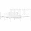 vidaXL Bed Frame White Steel Double bed size Bed Frame Rectangular