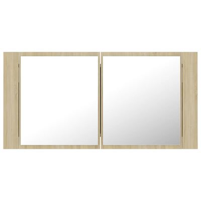vidaXL LED Bathroom Mirror Cabinet Sonoma Oak 35.4"x4.7"x17.7" Acrylic