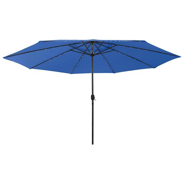 vidaXL Garden Parasol with LED Lights and Metal Pole 157.5" Azure Blue