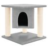vidaXL Cat Tree Light Grey Engineered Wood, Plush, Sisal Small Durable