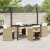 vidaXL Garden Dining Set with Cushion 5 pcs Beige Poly Rattan