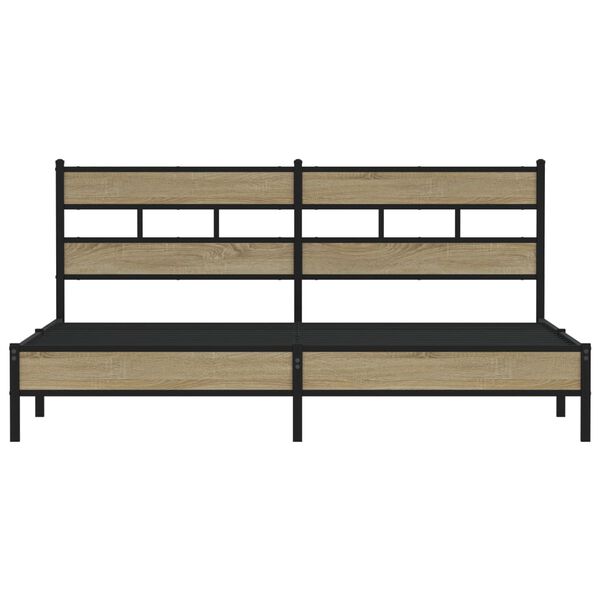 vidaXL Bed Frame Sonoma oak Steel, engineered wood King size Bed Frame