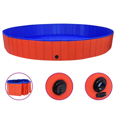 vidaXL Foldable Dog Swimming Pool Red 118.1"x15.7" PVC