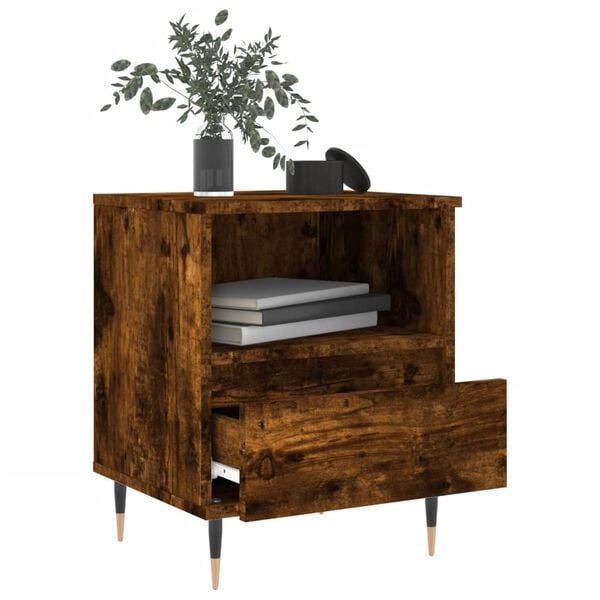 vidaXL Bedside Cabinet Smoked Oak Engineered wood Medium Bedside Cabinet