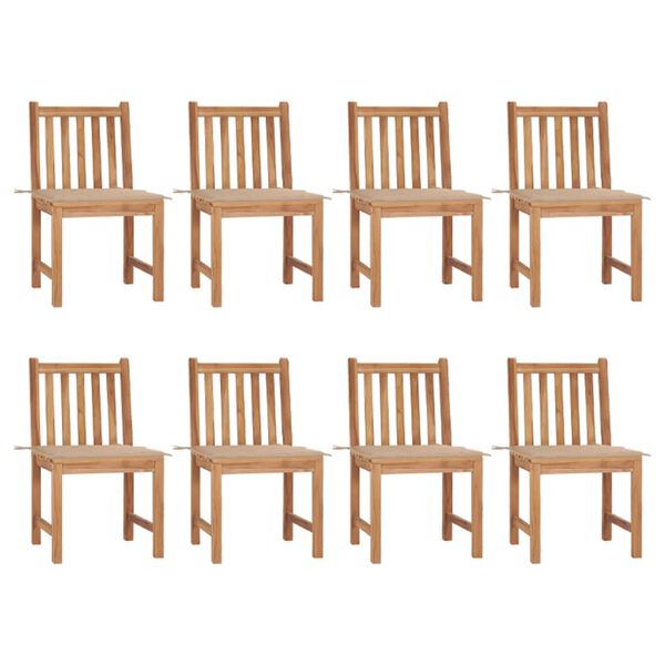 vidaXL Patio Chair Set of 8 Teak Solid Teak Wood Standard Durable